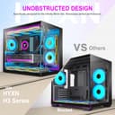 H3 ATX PC Case - Pre-Installed 6 Infinity Mirror PWM ARGB Fans, Compact ATX Dual Chamber Mid Tower Gaming PC Case, with Type-C 3.2 (Black, H3) - 4