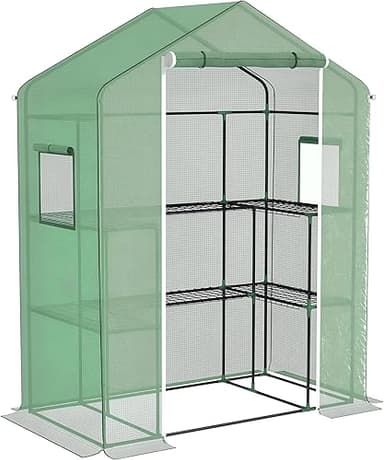 Outsunny Serre de Jardin PE avec étagères 3 Niveaux, Serr…