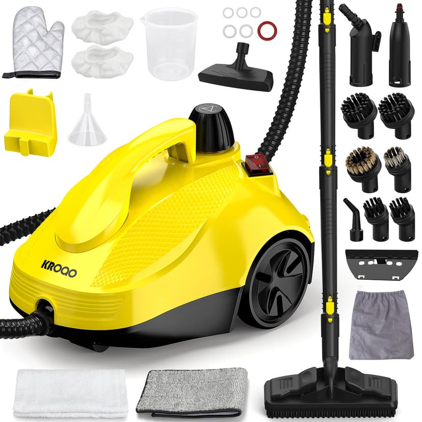 Nettoyeur vapeur multi-usages avec 23 accessoires, vapeur haute température de 120 °C pour sols, Adaptateurs, Joints, Carreaux, Tapis, Voitures – Réservoir portable de 1,3 L,Tubes pour aspirateurs - 1
