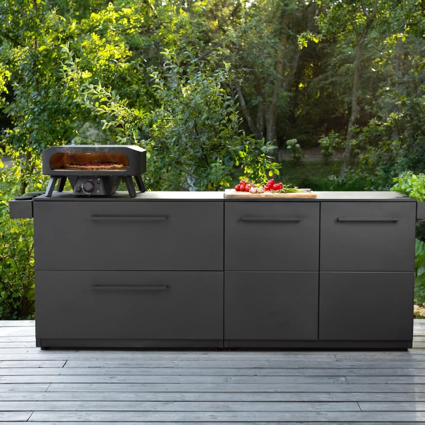 Cozze® 17" Rotate Gas Pizza Oven Black Edition - Rotating Cordierite Stone Ø43cm, 8kW, Door Included, 30mbar - 8