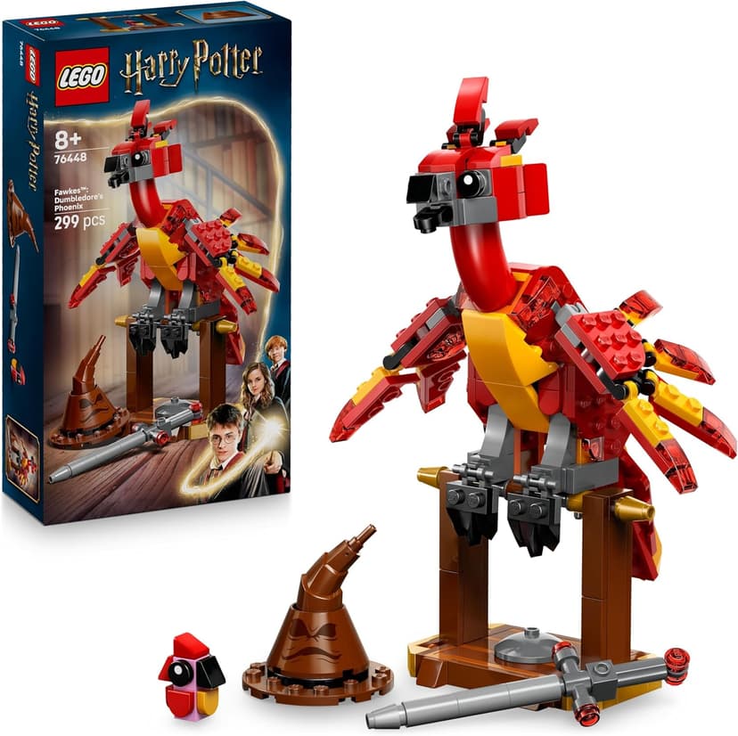 LEGO Harry Potter Fawkes: Dumbledore’s Phoenix Toy – Play & Display Bird Figure – Incl. Sorting Hat & Sword of Gryffindor – Birthday Gift for 8+ Year Old Girls & Boys - 76448 - 1