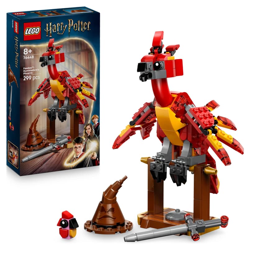 LEGO Harry Potter Fawkes: Dumbledore’s Phoenix Toy – Play & Display Bird Figure – Incl. Sorting Hat & Sword of Gryffindor – Birthday Gift for 8+ Year Old Girls & Boys - 76448 - 1