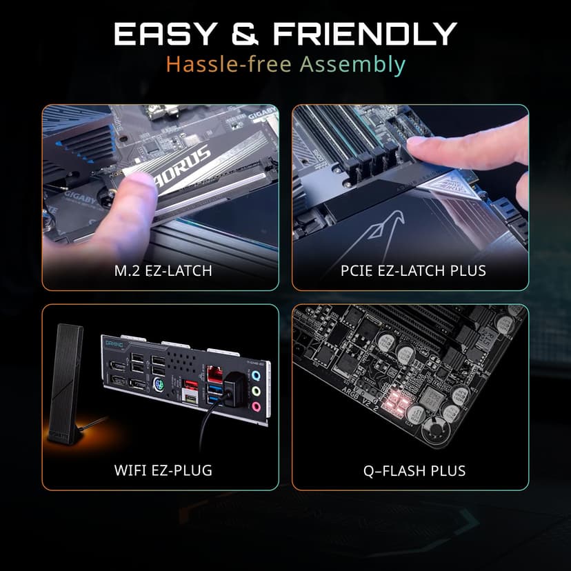 GIGABYTE B850 AORUS Elite WIFI7 AMD AM5 LGA 1718 Motherboard, ATX, DDR5, 3X M.2, PCIe 5.0, USB-C, WIFI7, 2.5GbE LAN, EZ-Latch, 5-Year Warranty - 2