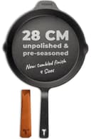 TECOR Cast Iron Pan Set 28cm Unpolished, Universal, Natural - Durable Cast Iron Skillet - Non-Stick Cast Iron Frying Pan Top Quality - Cast Iron Frying Pan - Skillet Pan - Cast Iron Cookware Set - 1