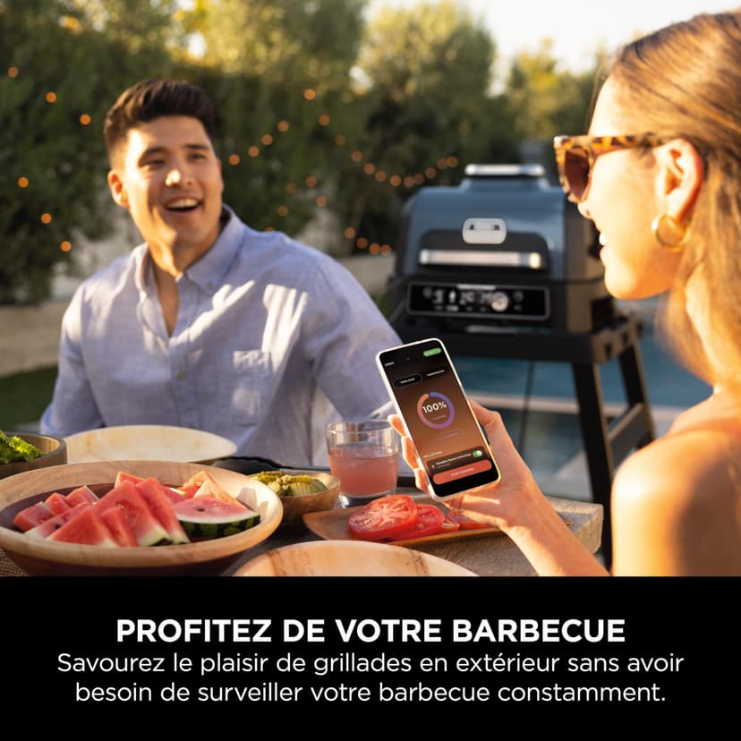 Ninja Woodfire Pro Connect XL Barbecue Électrique & Fumoir avec Contrôle d'Application, 2 Sondes, Grille, Housse, Revêtements & Brosse, Grill & Friteuse sans huile 7-en-1, Bleu & Noir OG901EUAMZ - 8