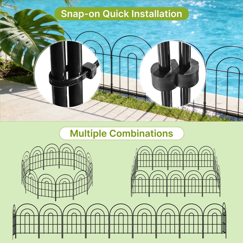 Thealyn Metal Garden Fence 60cm H x 33cm W (25 Panels, Total Length 3.3m) Outdoor Decorative Fence No Dig Fence Border Fence Dog Fence for Flower Bed, Yard, Animal Barrier - 4