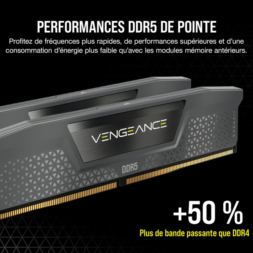 CORSAIR VENGEANCE DDR5 RAM 32GB (2x16GB) Up to 6400MHz CL32 AMD EXPO Intel XMP iCUE Compatible Computer Memory – Grey (CMK32GX5M2B6400Z32) - 3