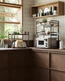 NETEL Erweiterbares Mikrowellen Regal 2-stufiges Mikrowellenständer Mikrowellenhalter Organizer küchenregal stehend für arbeitsplatte Bäckerregale mit 8 Haken - 7