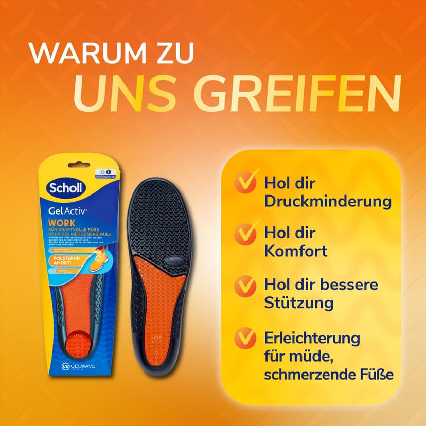 Scholl Gel Activ Work Semelles pour homme Taille 40-46,5 - 9