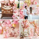 Toyssa 1st Birthday Decorations for Girls, Retro Pink Balloon Arch Kit with ONE Balloon Boxes Foil Balloons Happy Birthday Banner, First Girls Decoration Party Supplies for Kids - 5