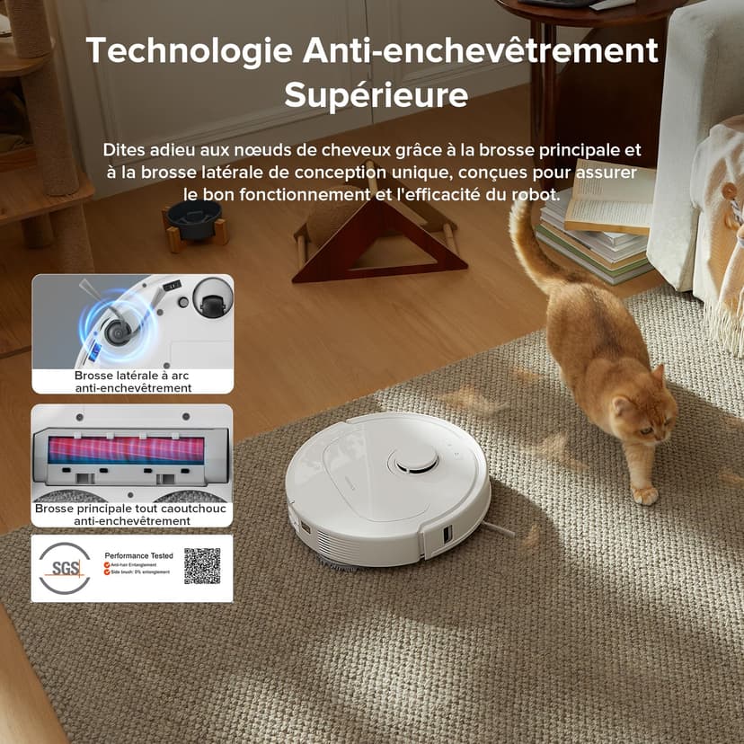 roborock QV 35A Set Aspirateur Robot Laveur, 8000Pa HyperForce, Station Multifonctionnelle, Serpillière Rotative 200 TR/Min & Relevable 10mm, Anti-enchevêtrement, Évitement d'obstacles, Cartographie - 5