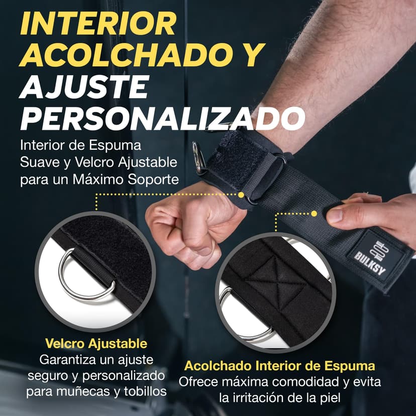 Gym Ankle Brace for Wrist and Ankle Thin - Gym Wrist for Pulley - Handles Pulleys Gym - Shoulder Exercises with Pulley Gym - Padded Interior - 2 Knuckles - 3