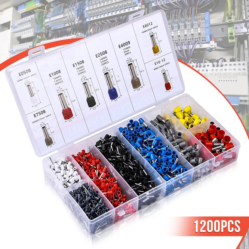 Crimping Pliers Set with 1200 Ferrules - Self-Adjusting Ferrules for All Cross Sections from 0.25 to 10 mm² | Your Complete Wire End Ferrules Set & Crimping Pliers Set - 5