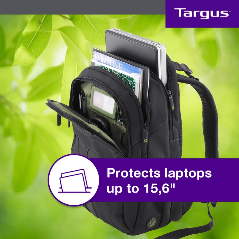 Targus 15.6" Spruce EcoSmart Checkpoint Friendly Backpack, Made From Recycled Bottles, Durable, TSA Friendly, 27L (TBB013US) - 3