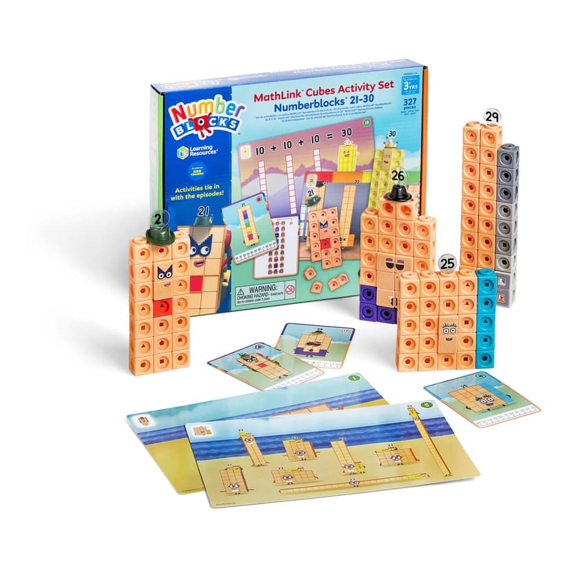 Learning Resources MathLink Cubes Numberblocks 21–30 Activity Set, Toys for 3 Year Old Boys and Girls, 20 Activities Related to the TV Series, Sensory Toys for Autism - 1