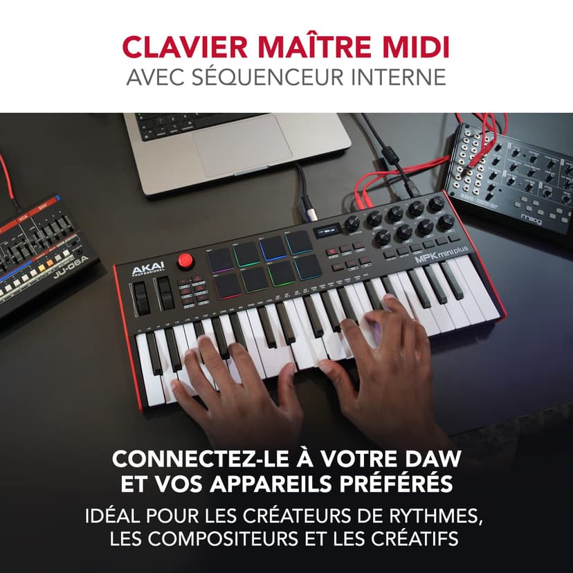 Akai Professional MPK Mini Plus - Clavier MIDI USB à 37 Touches avec Huit Pads MPC, Molettes, Logiciel de Production et Native Instruments Sound Package - 3