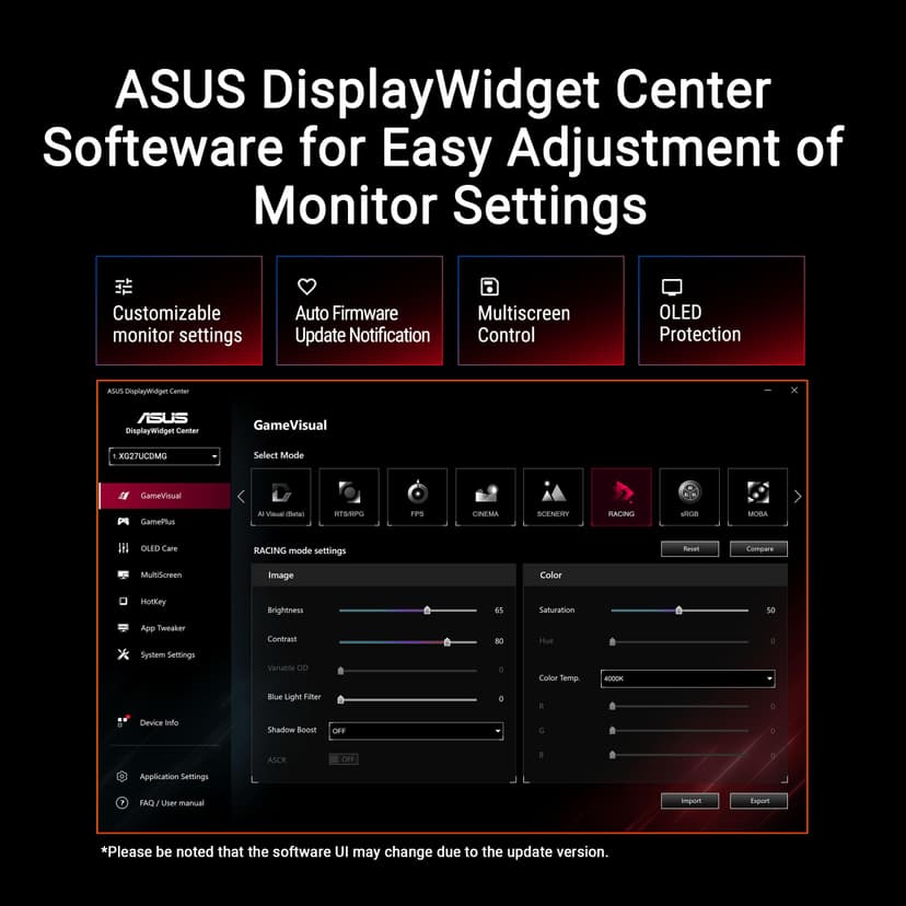 ASUS ROG Strix XG27UCDMG 27" OLED 4K 240Hz 0.03ms G-Sync Gaming Monitor - 7