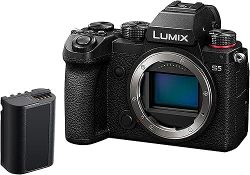 Panasonic LUMIX DC-S5 S5 Full Frame Mirrorless Camera, 4K 60P Video Recording with Flip Screen and Wi-Fi, 5-Axis Dual I.S, (Black), Plus Additional Battery Pack