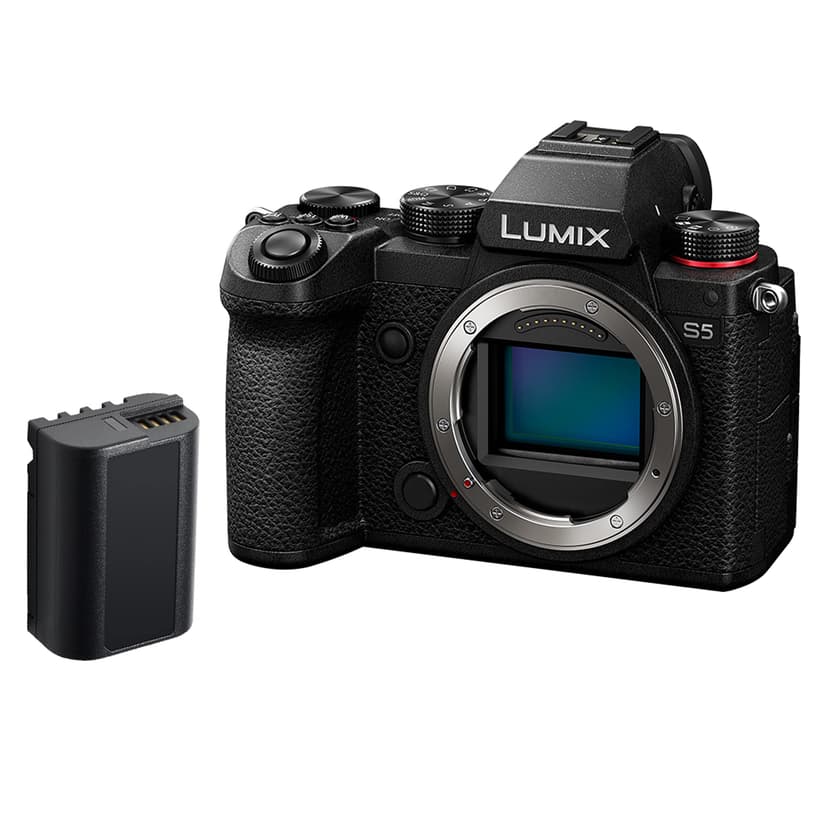 Panasonic LUMIX DC-S5 S5 Full Frame Mirrorless Camera, 4K 60P Video Recording with Flip Screen and Wi-Fi, 5-Axis Dual I.S, (Black), Plus Additional Battery Pack - 1