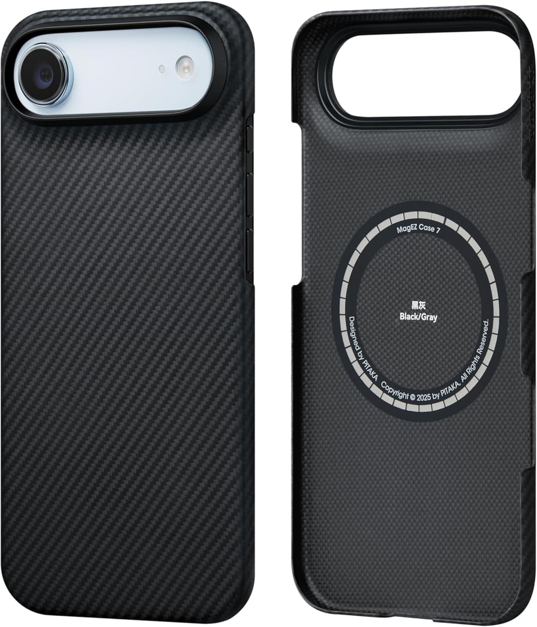 pitaka Magnetic iPhone Air Aramid Fibre Protective Case with Premium Texture Compatible with MagSafe Ultra Thin & Light in Caseless Touch Feeling and Carbon Fibre Look [Ultra Slim Case] Black