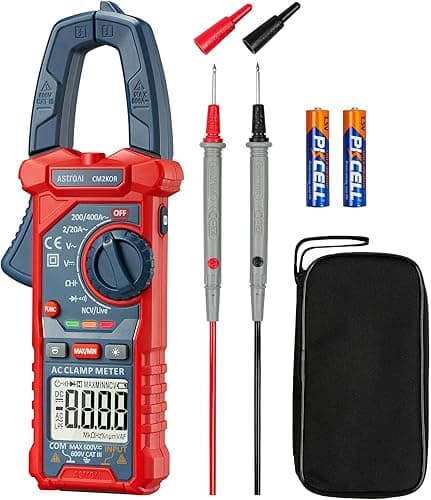 AstroAI Digital Clamp Meter Multimeter 2000 Counts Amp Voltage Tester Auto-ranging with AC/DC Voltage, AC Current, Resistance, Capacitance, Continuity, Live Wire Test, Non-Contact Voltage Detection