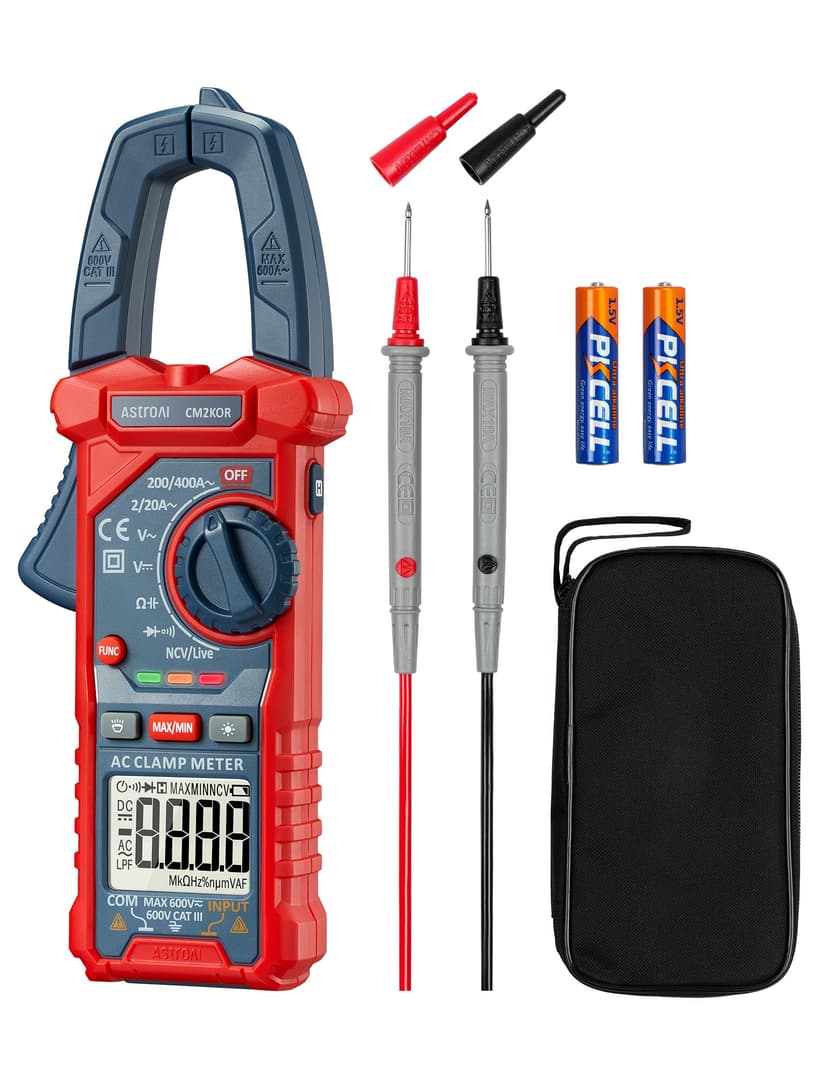 AstroAI Digital Clamp Meter Multimeter 2000 Counts Amp Voltage Tester Auto-ranging with AC/DC Voltage, AC Current, Resistance, Capacitance, Continuity, Live Wire Test, Non-Contact Voltage Detection - 1