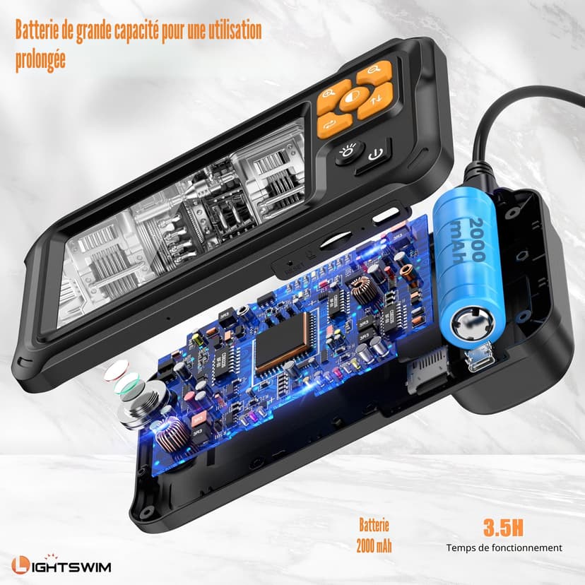 Industrial HD Digital Borescope,4.3" IPS Endoscope 1080P Inspection Camera with Handheld IP67 Waterproof Snake Sewer with 8 LED Lights 5M Semi-Rigid Cable - 6