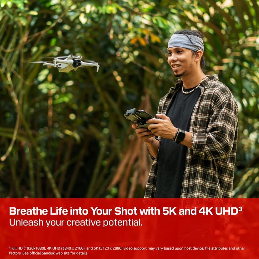 SANDISK Extreme PRO microSDXC 128GB, UHS-I + SD Adapter (up to 250MB/s read, 120MB/s write speed, 5K, 3K, 4K UHD, C10, V30, U3, A2) For Action Cams, Drones, Android devices, Laptops - 2