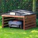 dobar® Garage pour Robot Tondeuse en Bois avec Toit Amovible, abri pour Robot à Gazon, avec Panneau Personnalisable, 78,5 x 74 x 52,5 cm, Marron/Noir - 6
