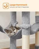 Feandrea Cat Tree Tower, 143 cm Multi-Level Plush Cat Condo with 4 Scratching Posts, 2 Perches, Cave, Hammock, Pompoms, Light Grey PCT161W01 - 6
