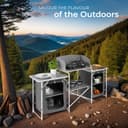 tectake® Portable Camping Kitchen with 5 Internal Shelves, Heat-Resistant Worktop, Wind Barrier & Zipped Doors - Outdoor Storage Cupboard with Lightweight Aluminium Frame, Incl. Carry Bag - Grey - 9