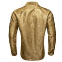 Barry.Wang Men Dress Shirt Silk Luxury Paisley Floral Long Sleeve Big and Tall Wedding Party Casual Business Formal Shirts Gold S-3XL - 8