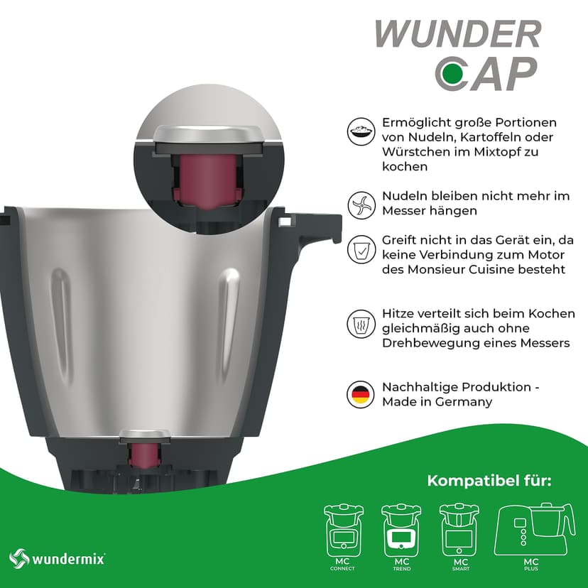 Wundermix - WunderCap® cache-lame pour robot de cuisine Monsieur Cuisine (Connect, Trend, Smart) • Accessoire révolutionnaire pour cuisson sans lame • Accessoire Wundermix - 3