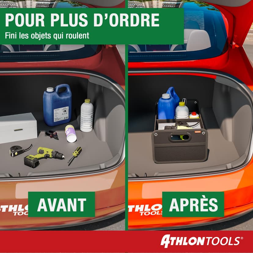 ATHLON TOOLS Sac de coffre pliable – Organiseur de coffre de voiture – Renforcé et stable – Avec patins antidérapants - 4