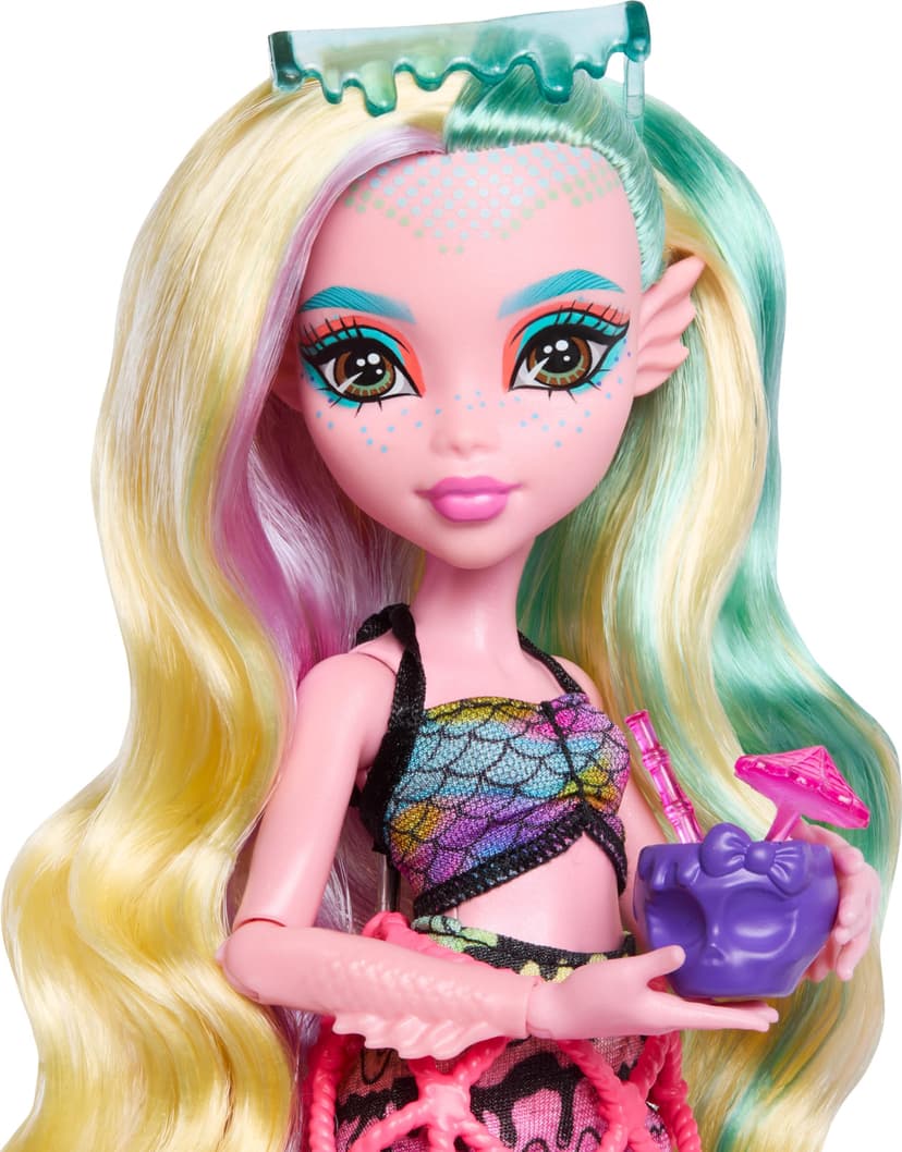 Monster High Doll and Playset, Lagoona Blue Scare-adise Island Snack Shack with Food Accessories and Color Change Drinks, HRP70 - 5