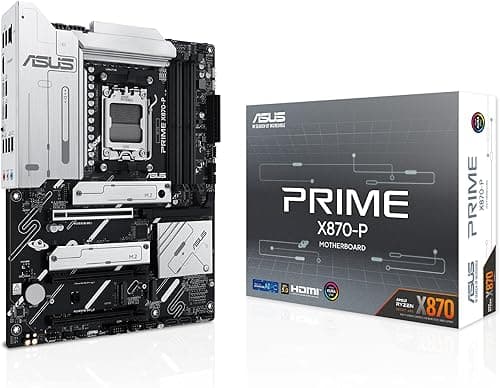 ASUS PRIME X870-P AMD ATX motherboard, 14-2-1(80A) power stages, PCIe 5.0 x16 slot with full support for next-gen graphics cards, four M.2 slots, DDR5 slots, PCIe Slot Q-Release
