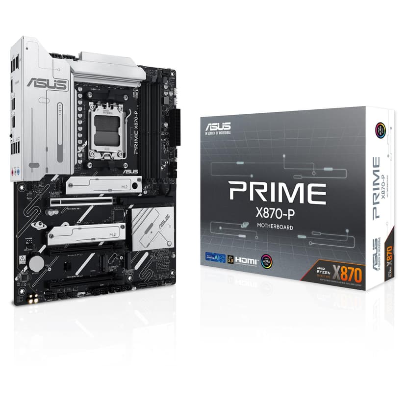 ASUS PRIME X870-P AMD ATX motherboard, 14-2-1(80A) power stages, PCIe 5.0 x16 slot with full support for next-gen graphics cards, four M.2 slots, DDR5 slots, PCIe Slot Q-Release - 1