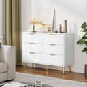 YITAHOME Chest of Drawers Bedroom, Contemporary 6 Drawer, Bedroom Furniture, Wide Chest of Drawers Wood, Bedroom Storage Unit, Sliding Drawers, Office Lounge Furniture Storage Cabinet, White - 6