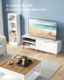 VASAGLE TV Stand Unit, Entertainment Center with Adjustable Shelf, for 65 Inch TVs, 147 cm Long Media Console Table, Transitional Style, for Living Room, Bedroom, Natural Oak and Cream White LTV556Y01 - 3