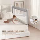 Baby Bed Barrier 140CM, Bed Rail for Children - Anti-fall, Adjustable Height, Easy Installation, Grey, 1pc - 3
