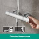 hansgrohe Crometta E - Colonne de douche économie d'eau (EcoSmart) avec mitigeur thermostatique, douche pluie (240 x 240mm), douchette, support, flexible, barre et douche de tête, Chromé, 27281000 - 3