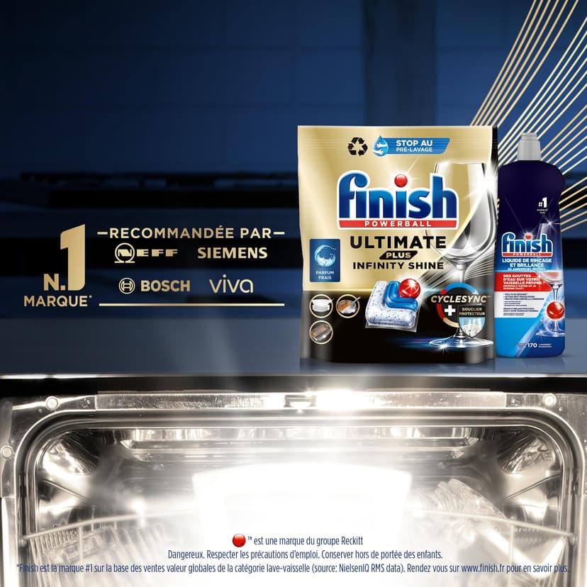 Finish Ultimate Plus Infinity Shine Pastilles Lave-Vaisselle, Propreté Intense & Brillance Étincelante, 146 Capsules - 8