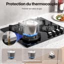 WEHIMO Gas Hob with 4 Burners, Built-in Gas Hob, 60 cm, Cast Iron Grill, 7800W, City Gas and Bottle, Black Glass - 5