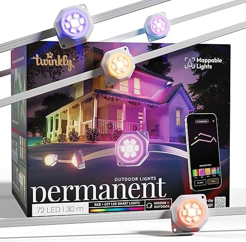 Twinkly Permanent Light - 72 RGB LED String, White Wire, Plug F