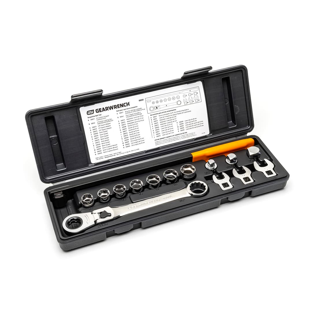 GEARWRENCH 15 Pc. Serpentine Belt Tool Set with Locking F…