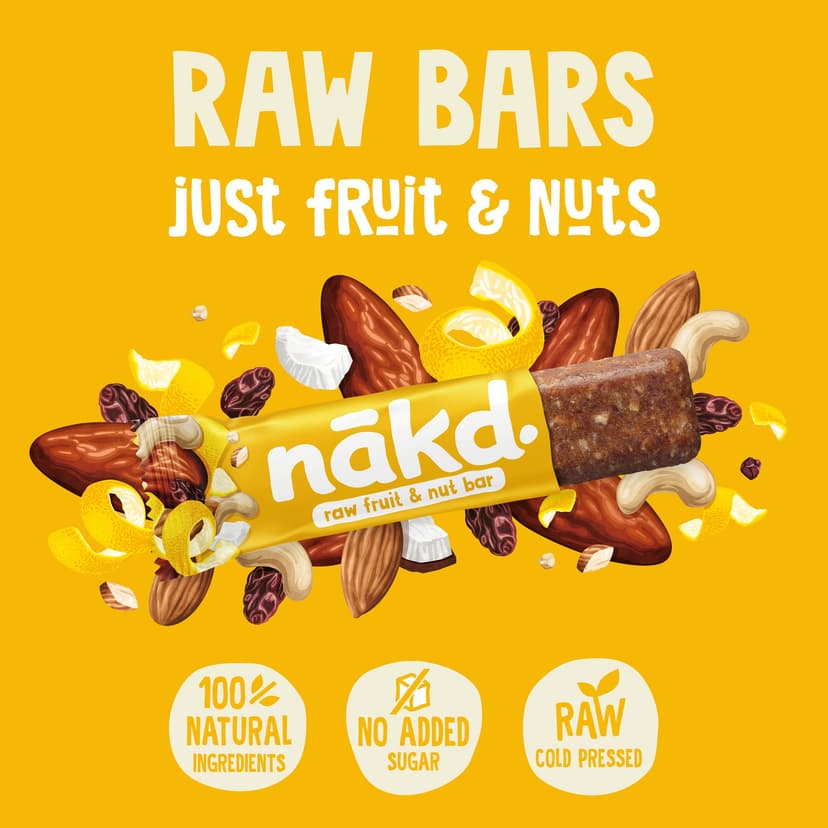 Nakd Lemon Drizzle Natural Fruit & Nut Bars - Vegan - Gluten Free - Healthy Snack, 35 g (Pack of 18) - 2