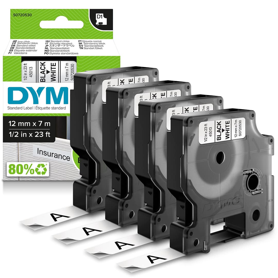 DYMO Authentic D1 Labels | Black Print on White | 12mm x …