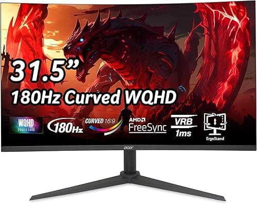 Acer Nitro XZ342CUV3, Écran PC Gaming Incurvé 34" UltraWide QHD, 180Hz (Curve 1500R, 3440x1440, 21:9, Freesync Premium, 1ms (VRB), 400Nits, 2xHDMI 2.0/1xDP 1.4) Moniteur PC curve, Pied Ajustable, Noir