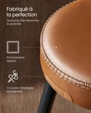VASAGLE EKHO Collection - Tabouret de Bar, Lot de 2, Chaise de Cuisine, Haut, en PU avec Coutures, Style Moderne Mi-siècle, Hauteur Assise 63 cm, Cuisine, Bar, Montage Facile, Marron Caramel LBC080K01 - 4