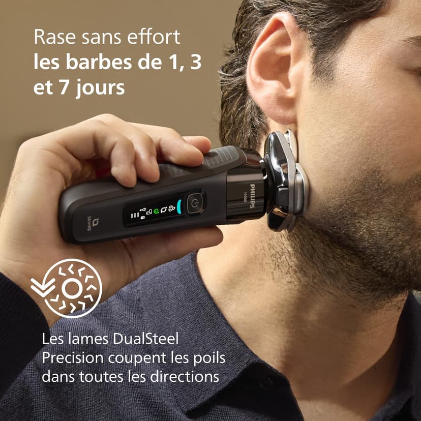 Philips Rasoir i9000, Rasoir électrique sec et humide, Noir encre, Avec technologie Skin IQ, Système Triple Lift & Cut, Lame Dual SteelPrecision rotative à 360°, Modèle X9000/10 - 5